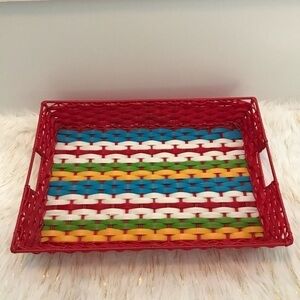 Fiesta Colorful Woven Plastic Tray/Basket